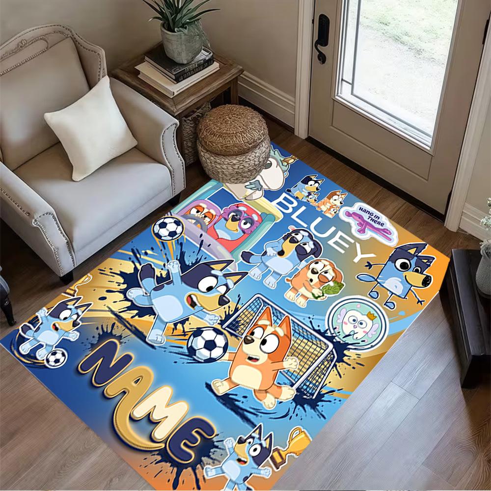 Bluey's Adventure World Customize Text Carpet Perfect for Hallway Balcony Study room Playrooms Anti-slip Rug Office home decor