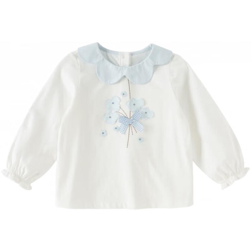 DAVE&BELLA Girls Floral Petal Collar Long-Sleeve T-Shirt 120cm
