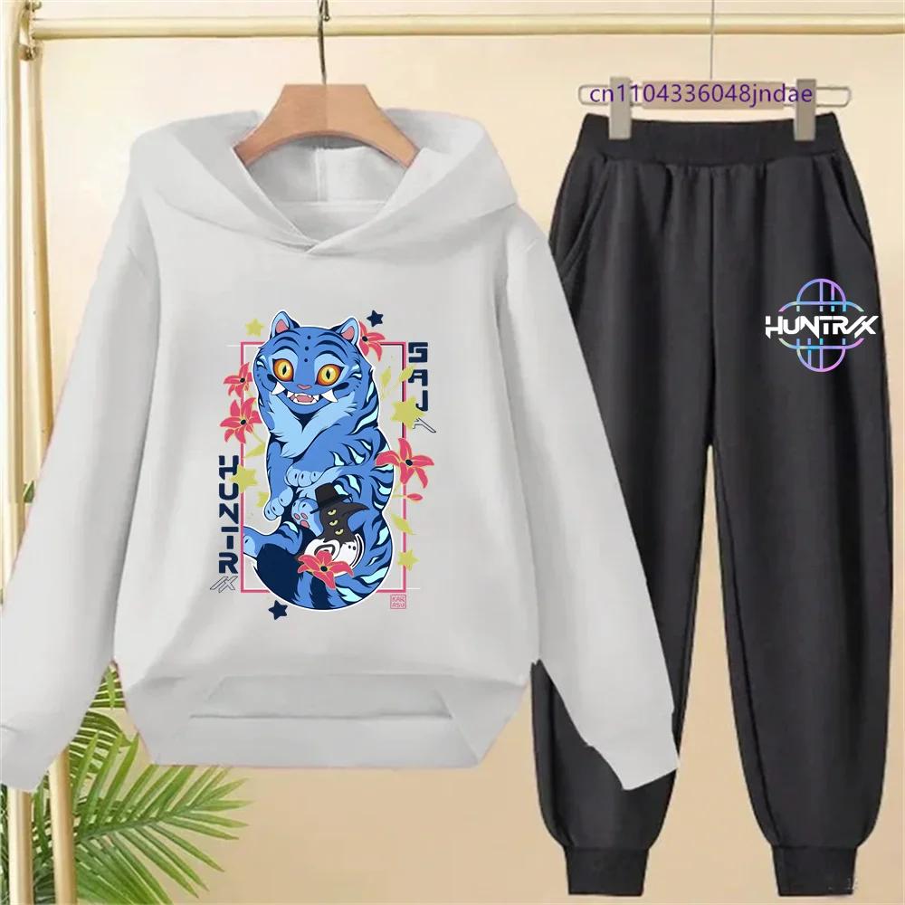 KPop Łowcy Demonów Dzieci Kreskówka Bluza z Długim Rękawem i Spodnie 2-częściowy Zestaw Maluch Niemowlę Dziewczynki Chłopcy Strój Butikowa Odzież Garnitur