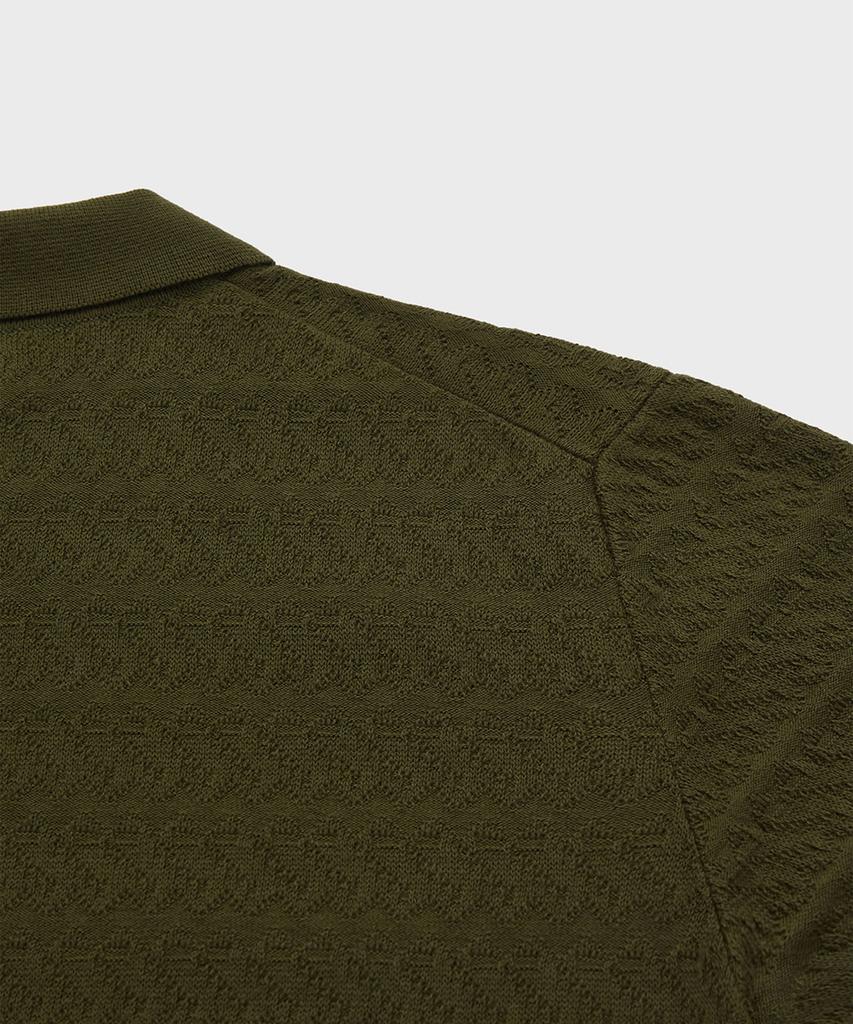 Yaichi Jacquard Knit Polo - Chive