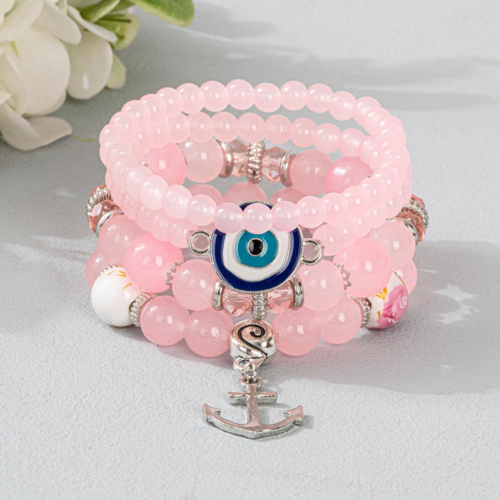 JYL TS Bracelet Leaf Pendant  Multi-layer Brings Nature Energy & Luck Pink шампанского