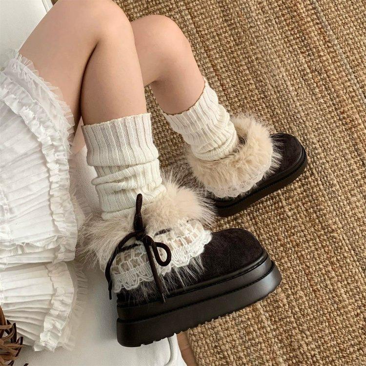 Muffin bottom premium Icelandic velvet thickened snow boots autumn and winter new warm Nordic style cute short boots