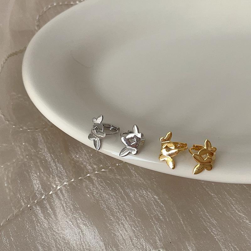 Cool Photosensitive Surface Double Butterfly Metal Ear Buckle Women'S Small And Exquisite Personality Fashion Elegant Versatile Earrings