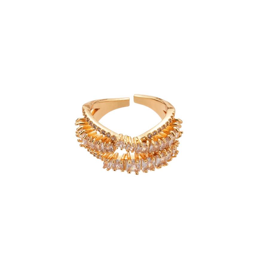 14k Gold Plated Double Layer Zircon Pearl Retro French Ring - Versatile High-End Jewelry