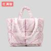 New Down Bag Cotton Clothes Handbag Women's Soft Checkered Filled Cotton Shoulder Bag Fashionable and Simple Tote Bag