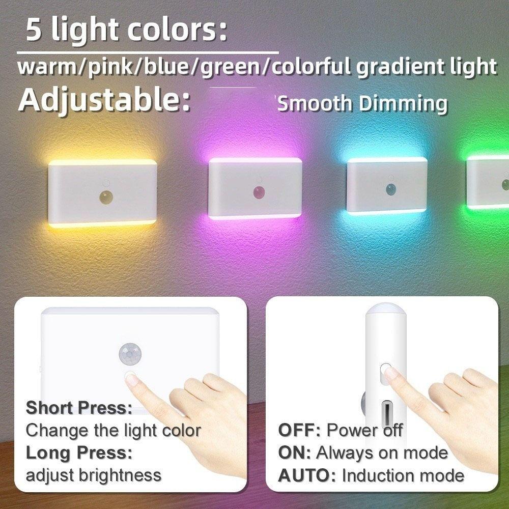 Motion Sensor LED Motion Sensor Night Light Wireless Magnetic Magnetic Wall Lamp RGB Dimmable Lighting RGB Cabinet Light