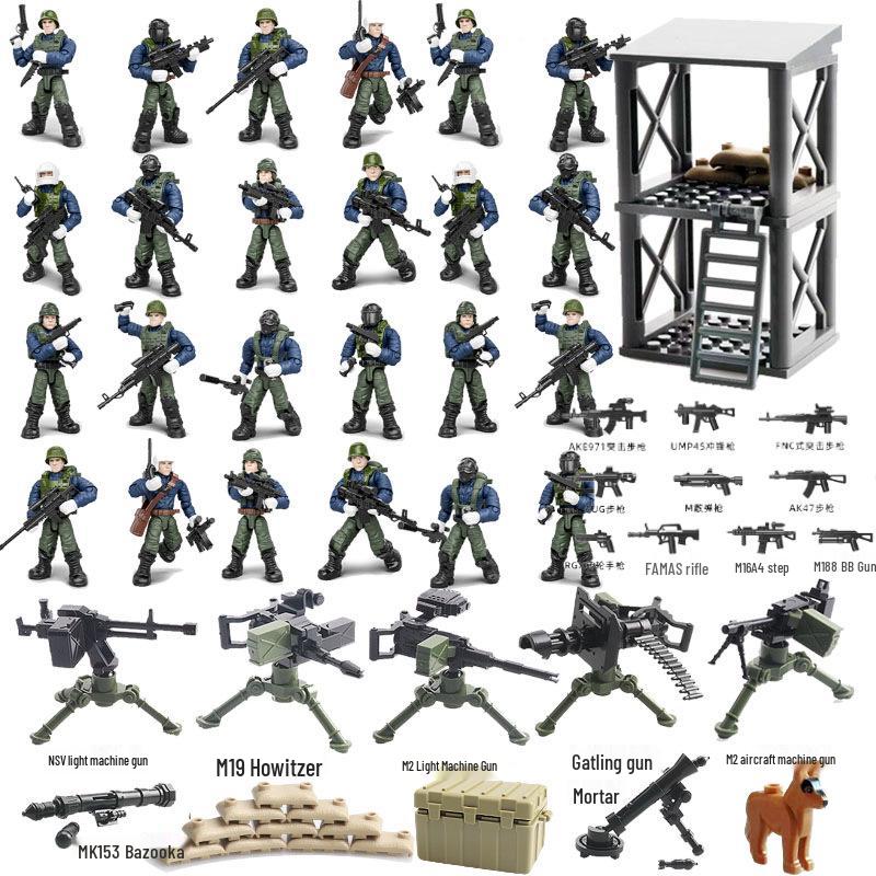 Movable Military Minifigure Building Blocks for Boys
