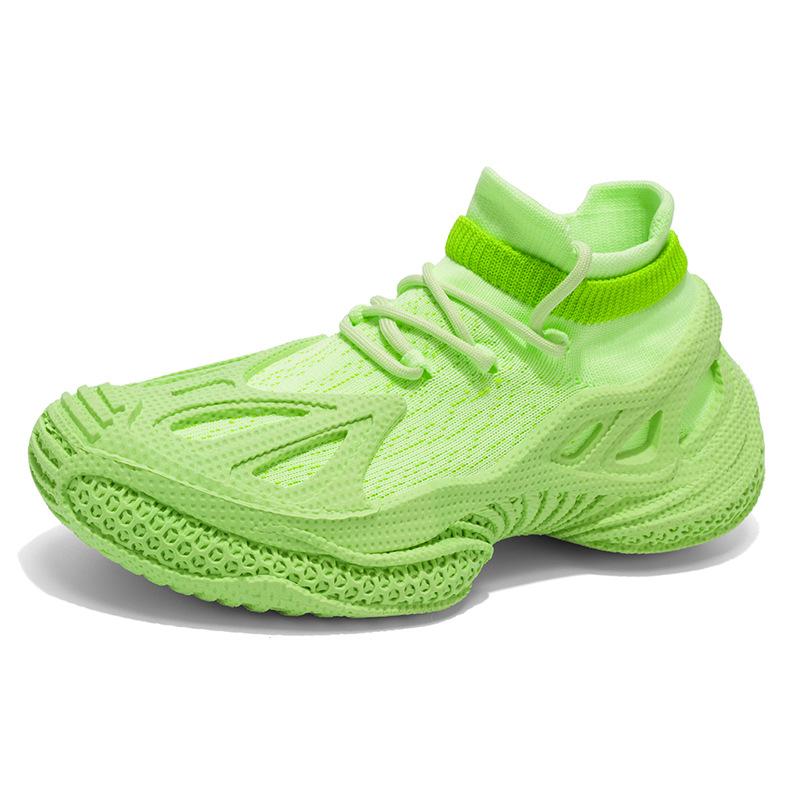 

2025 four seasons new men s low-top sports fly-woven breathable sports shoes outdoor hiking platform socks trendy shoes 39
