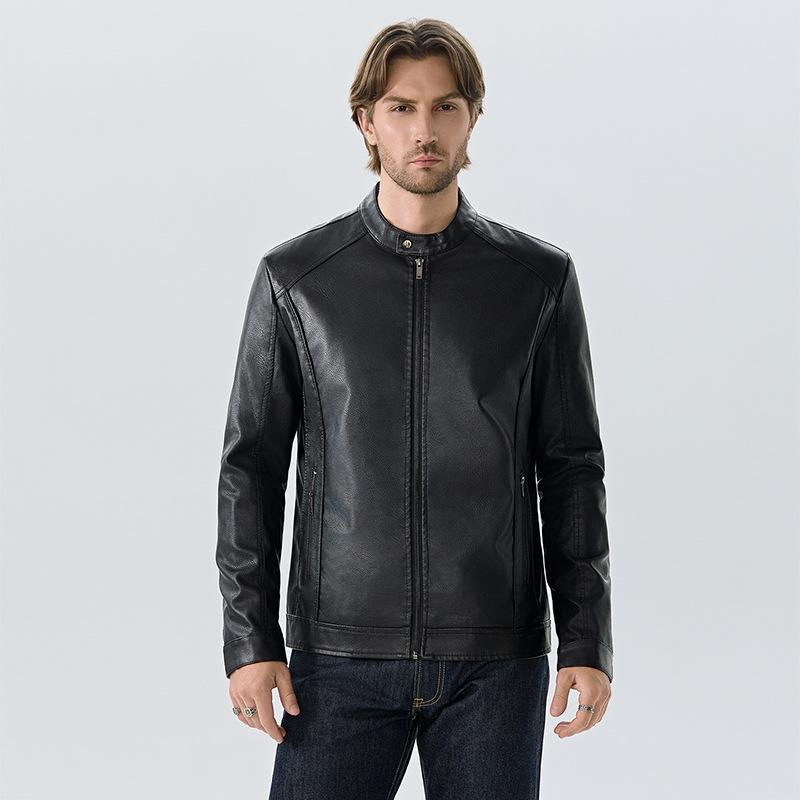 New casual fashion high-end leather jacket men's loose trend American cycling locomotive casual PU leather jacket