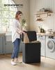 SONGMICS Laundry Basket with Lid, 3-Section Large Laundry Hamper, 150L, Removable Mesh Liner, Oxford Fabric, Bamboo Handles, Collapsible