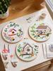 4 Pack Scenery DIY Embroidery Starter Kit with Embroidery Hoop Stitches Kit 30x30cm for Beginners Adults Hand Craft Lover Gift
