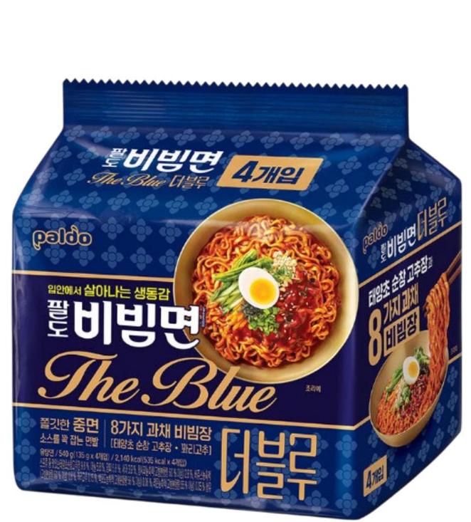 Paldo Bibim Men The Blue 135g x 4 Korean Spicy Cold Noodles