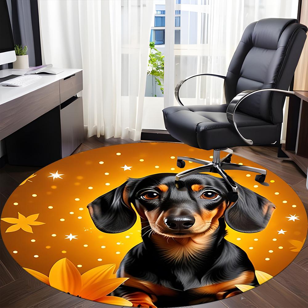 1pc Dachshund, Floral Chair Carpet for Office, Non Slip, Soft and Durable Office Rug for Interior Decoration