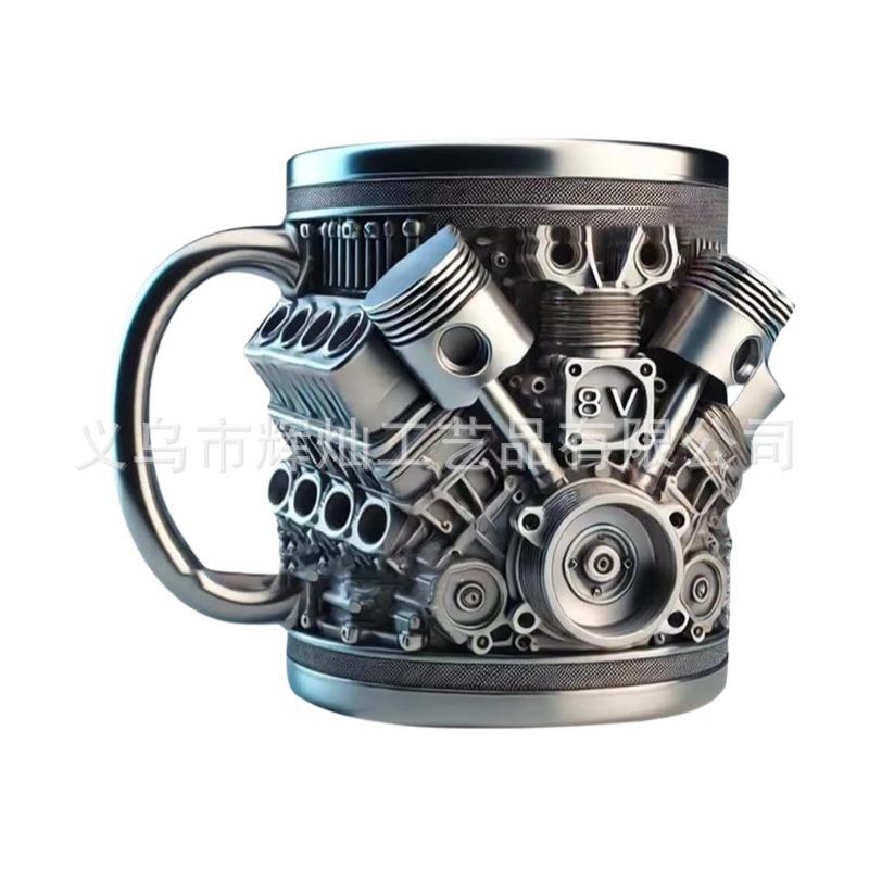 FOR  V8/V6 Engine Block Resin Mug High-End Mechanical Art Cup Car Lover Gift