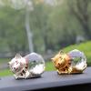 Car Ornament Golden Silver Lucky Cat Crystal Auto Interior Decoration Automobile Accessories Gift