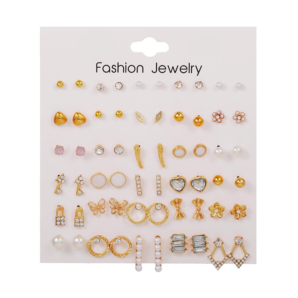 30-Pair Non-Repeating Korean & Western Style High-Quality Earrings Set for Women