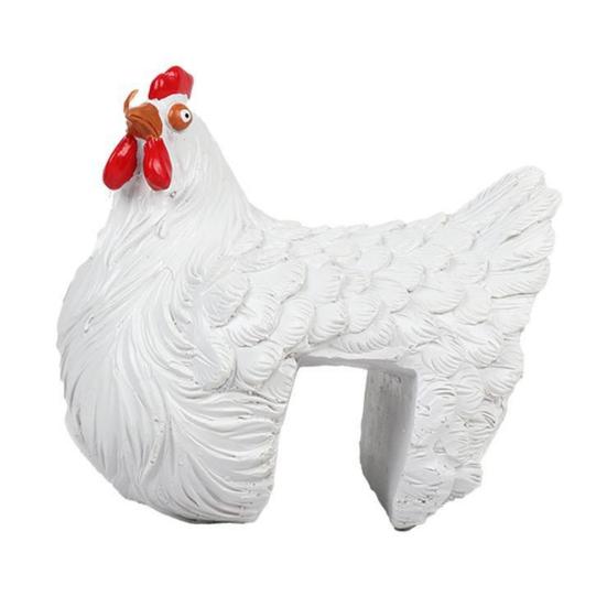 Ornamento de Cerca em Forma de Galinha, Resina com Textura de Pena 3D, Figura de Galinha Gordinha Fofa para Casa Jardim Fazenda Pátio Quintal