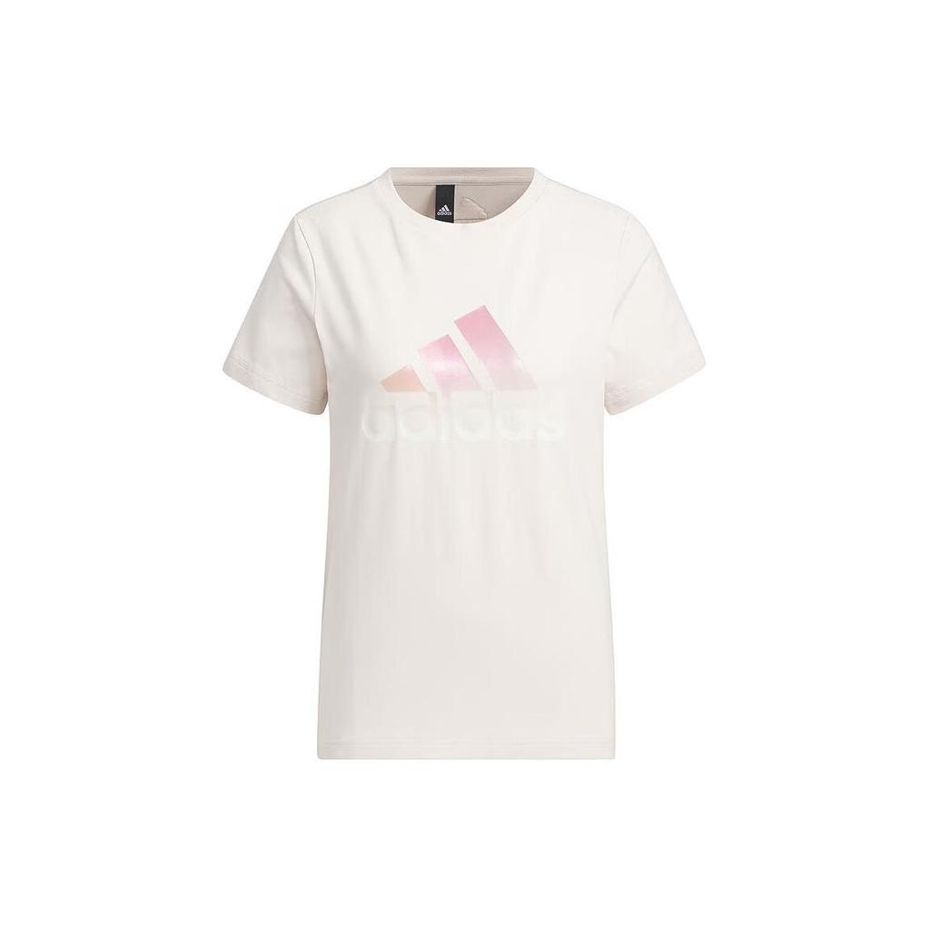 Adidas Printed Letter Casual Straight Round Neck Short Sleeve T-Shirt Women Tops Lotus IM8886