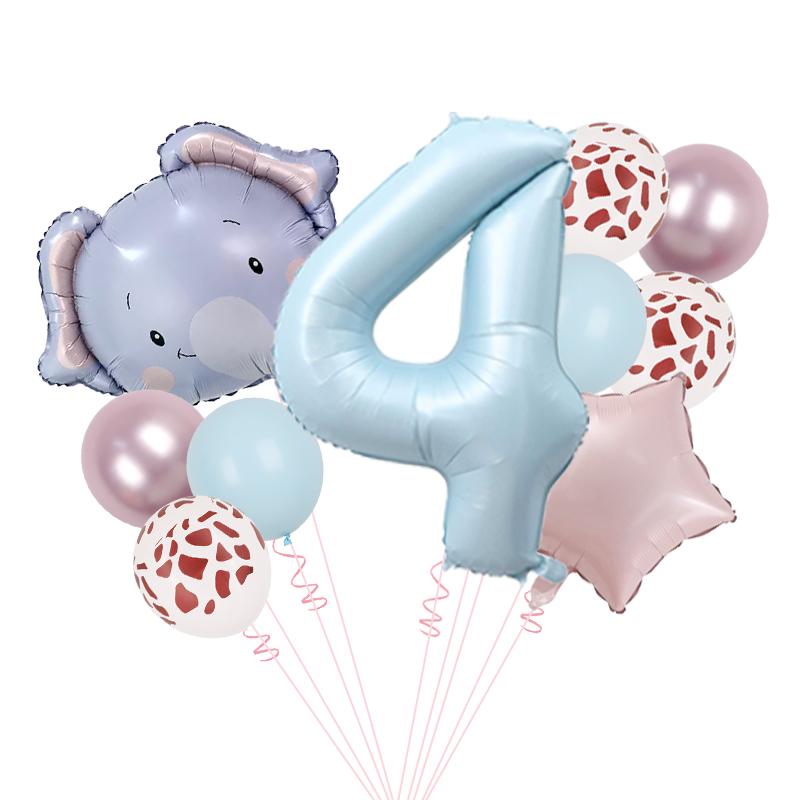 1set Wild Animal Balloon Tower with 1-9 Number Balloon for Boy Jungle Safari Birthday Party Decoration Forest Party Supplies