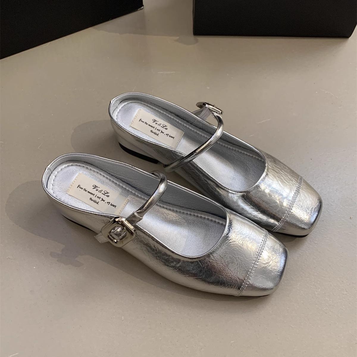 

Внутренние увеличивающие рост полушлепанцы женские для улицы летние французские платформенные сандалии фея темперамент Мэри Джейн серебряные туфли 35 серебряный