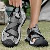 Fashion Men's Breathable Sandals Lightweight Outdoor Sport Sandals Anti-collision Toe Male Beach Shoes Non-Slip Sunnmer Magic Glue Flats