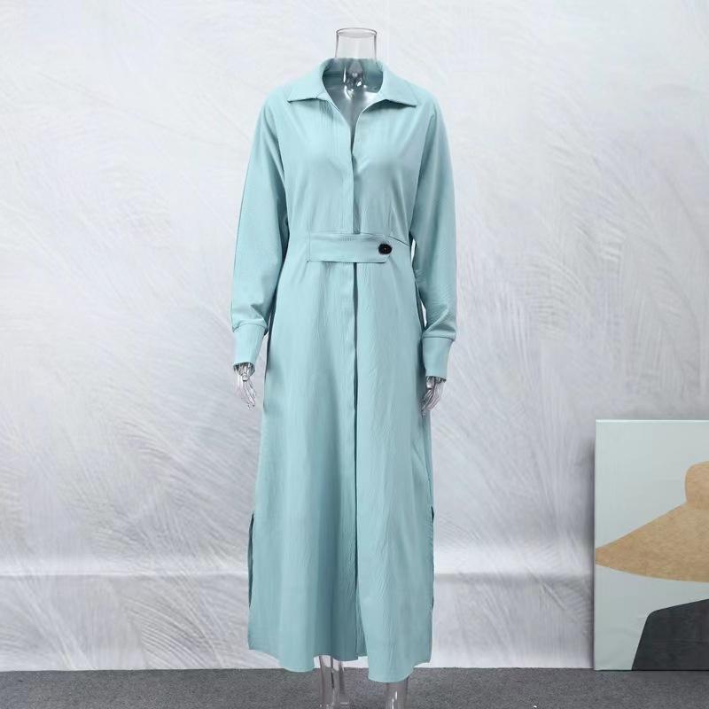 Autumn Temperament Slim Fit Lazy Style Dresses Solid Color Long Sleeved Women's Dresses