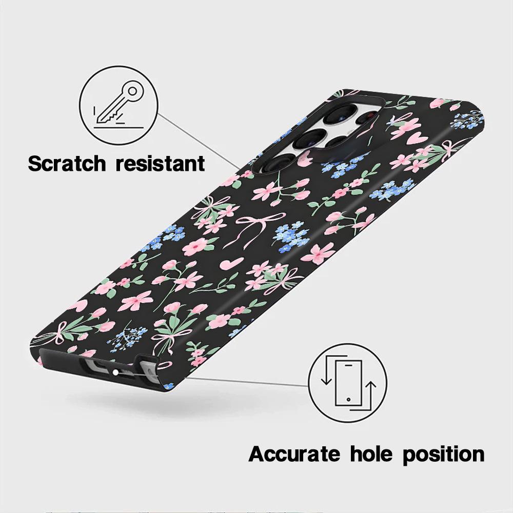 Korean floral bow Samsung S26Ultra mobile phone case ins wind two-in-one film case S24 anti-drop women's model