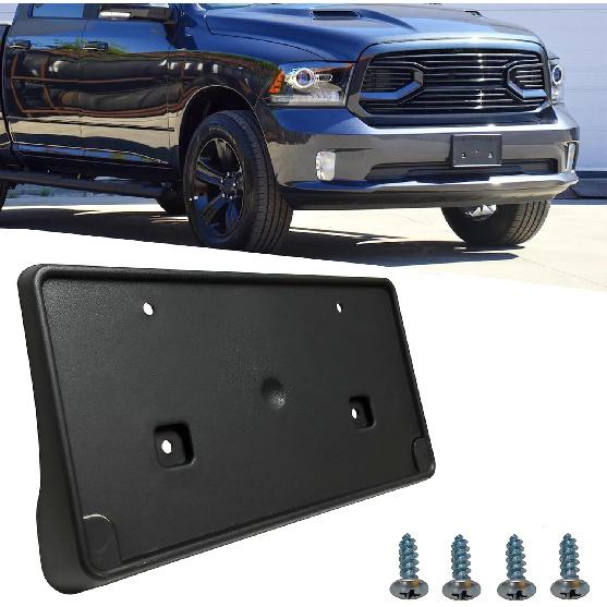 Front License Plate Frame For 2013-2018 Ram 1500 & -2024 Ram 1500 Classic (DS) Front Bumper License Plate Holder Mounting Bracket (For Plastic Bumper