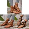 Womens Pu Strappy Sandals With Metal Buckles And Rivets For Beachwear