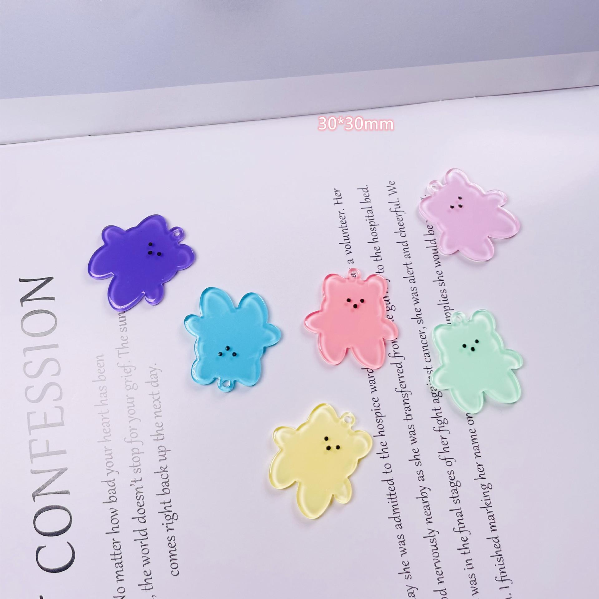 

Acrylic Double-Sided Bear Charms: DIY Phone Case Patches, Keychains & Pendants with Glitter & Hole рожевий