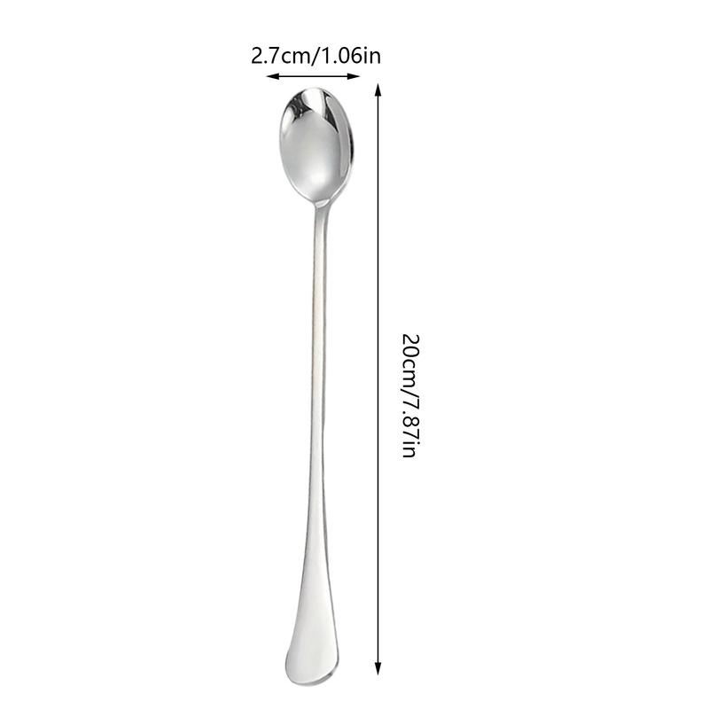 Tea Spoons 8X Cocktail Spoon Long Handle Stainless Steel 7.87in Iced Teaspoon Home Bar Drink Stirrer Tableware Set For Ice Cream