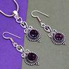 Set Amethyst Pendant Earrings Girls  Earring Necklace Sterling