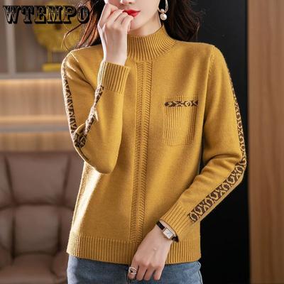 Frühling Herbst Dicke Pullover Neue Halb High Neck Warme Bodenbildung Shirt Pullover Tops Frauen Pull Femme S-3XL