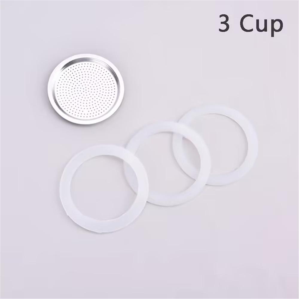 1 Set Silicone Coffee Rubber Ring Aluminum Filter Replaceable Seal Filter Screen Special Coffee Bottle Gaskets