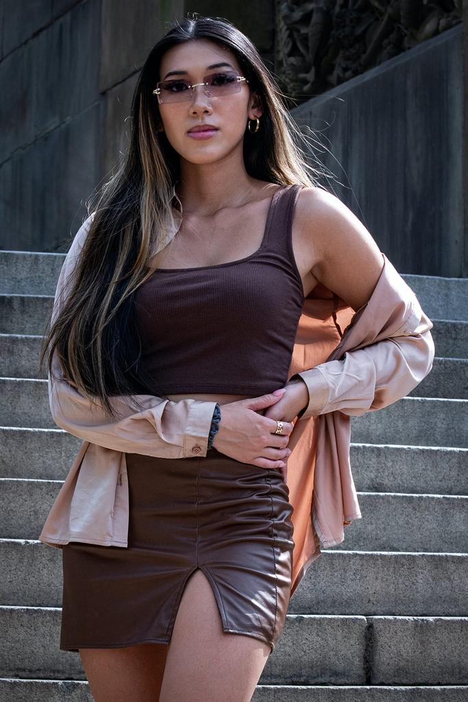 FEISEDY UV400 Vintage Rimless Rectangular Frameless Sunglasses with Colored B2642 Women's Lenses,