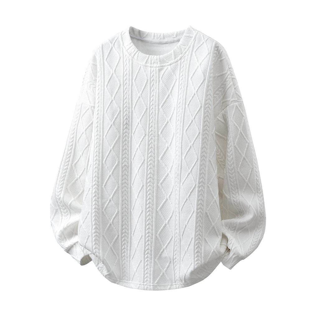 2026 Spring Autumn Men Diamond Pattern Hoodies Men Casual Korean Tshirts Male Soild Color Tops Man Oversize Black Sweatshirts