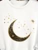 T-shirt Elegante da Donna con Stampa Luna e Stelle Top Casual a Manica Corta con Girocollo per Primavera Estate Top con Stampa Dorata Vestibilità Comoda