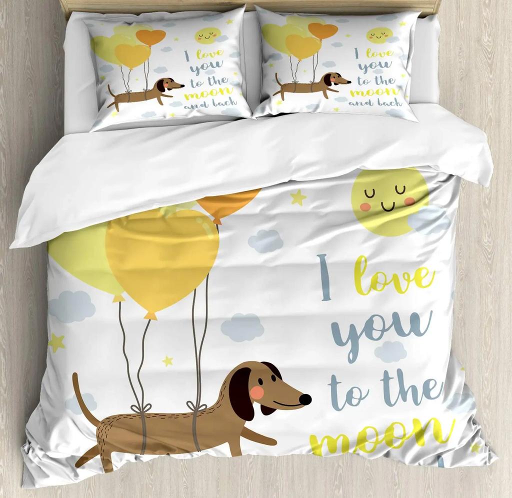 Black And Brown Dachshund Sausage Duvet Cover Cartoon Puppy Dog Bedding Set Kids Boys Gifts Bedspread Cover Bedroom Decoration