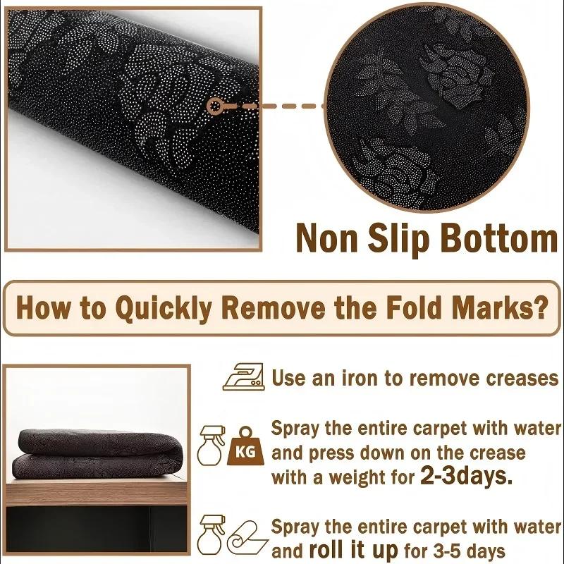 Green Wavy Center Cream Border Rug Soft Flannel Non Slip Washable Irregular Carpet for Living Room Bedroom French Decor