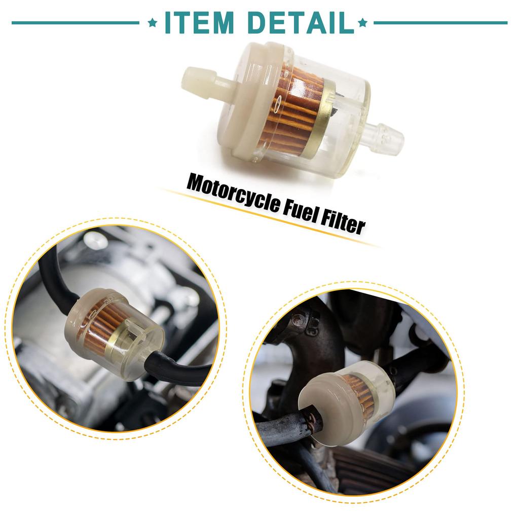 ACROPIX Magnetic Motorcycle Gasoline Inline Diesel Fuel Filter 8mm Diameter Hose Universal Clear 2pcs