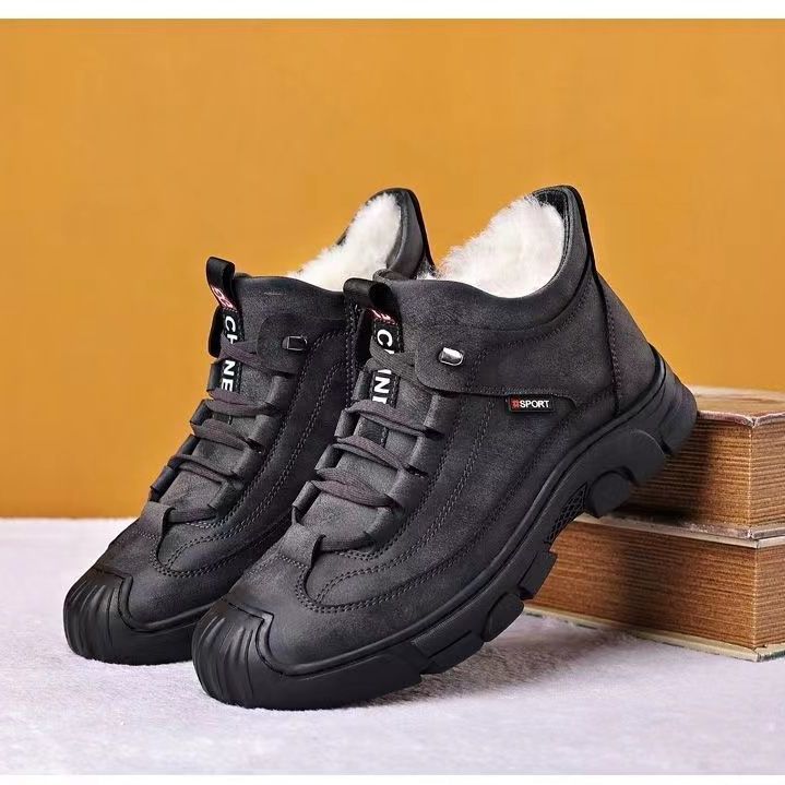 Men's shoes platform Martin boots men's winter 2025 new men's cotton shoes piled thickened warm casual short boots men