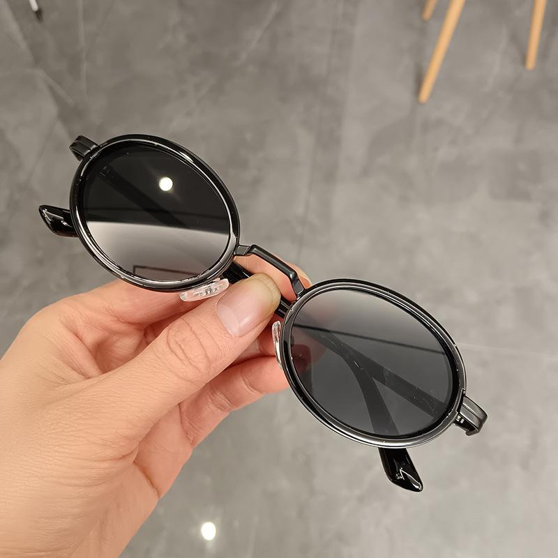 Ellipse Small Frame Steampunk Metal Oval Sunglasses UV Protection Fashionable Shade for Outdoor Travel Beach Holiday