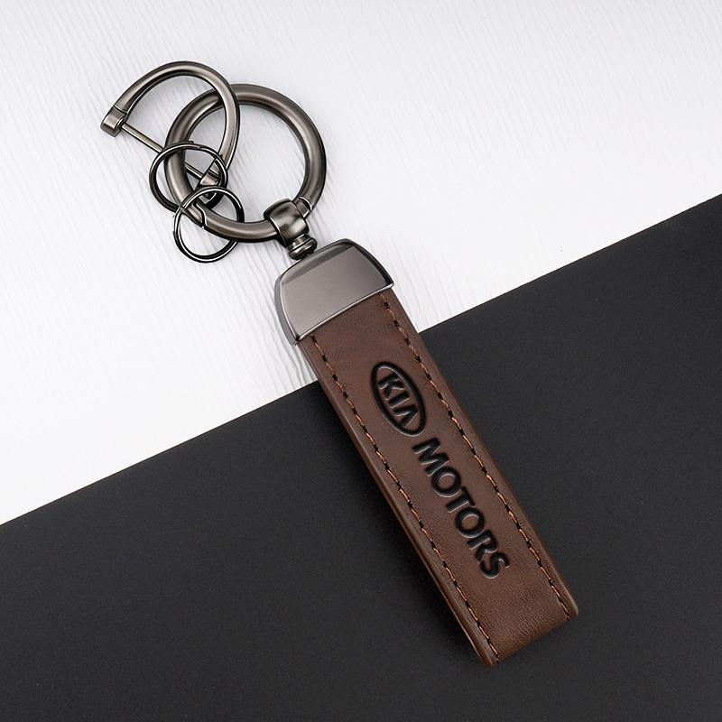 JCRZ5 Leather Car Styling Keychain Pendant Keyring Accessory For KIA KN Forte Sportage EV9 Stonic K2 K5 Ceed Proceed GT Line Soul Flip
