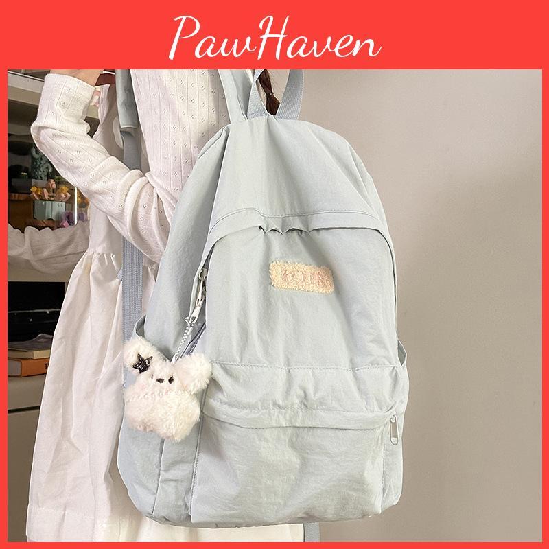 Backpack Color Solid With Padded Straps Letter Print For School Travel Gift