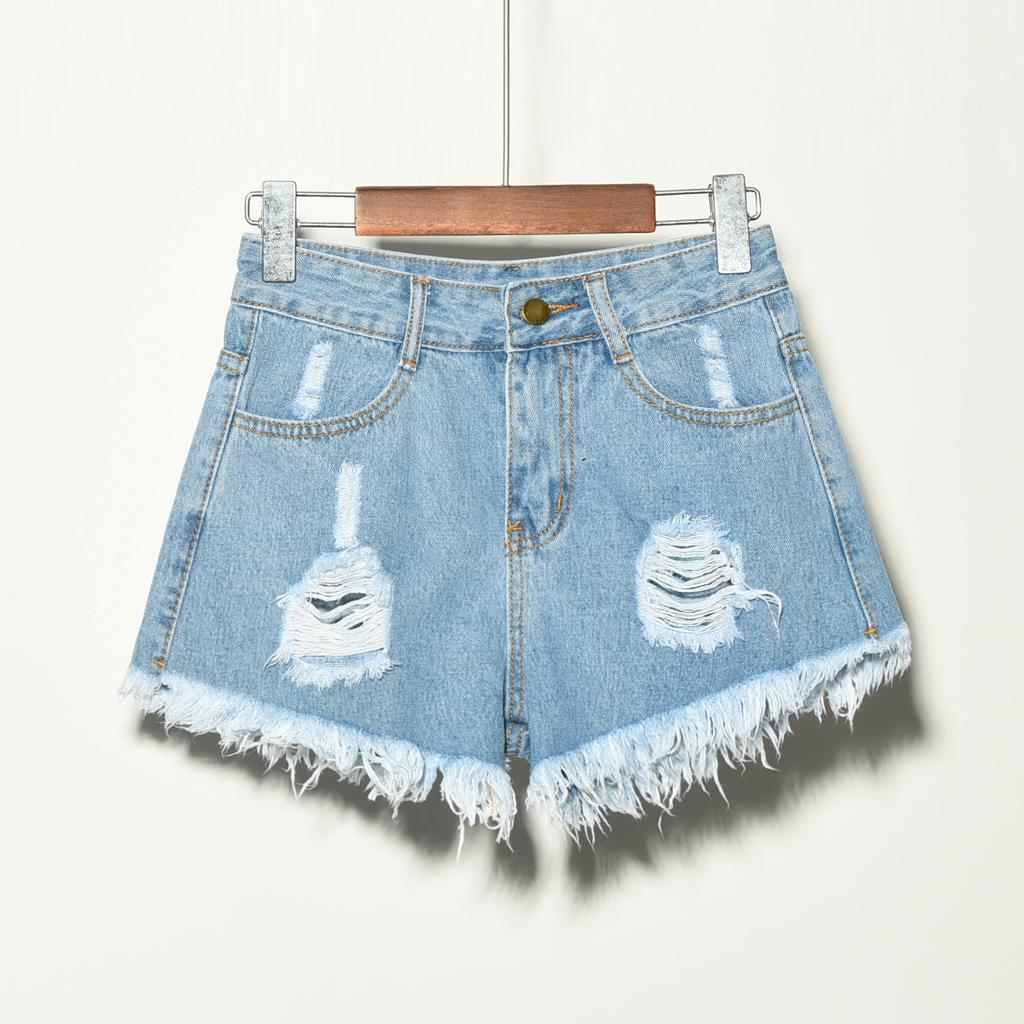 Women's Plus Size High Waist Ripped Denim Shorts - 2019 Summer Fashion
