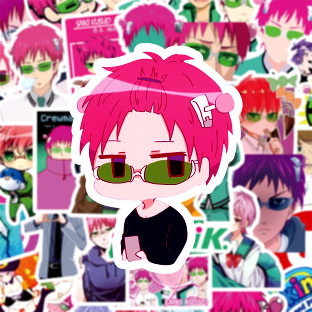 50Pcs Cartoon Fun Saiki Kusuo Anime The Disastrous Life Of Saiki K Stickers Doodle Diy Water Cup Scooter Sticker