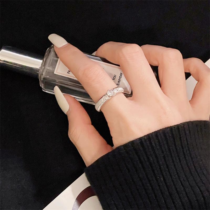 Medieval Brushed Retro Open Ring Niche Design Sense Light Luxury High Sense Fashion Simple Court Style Ring Female