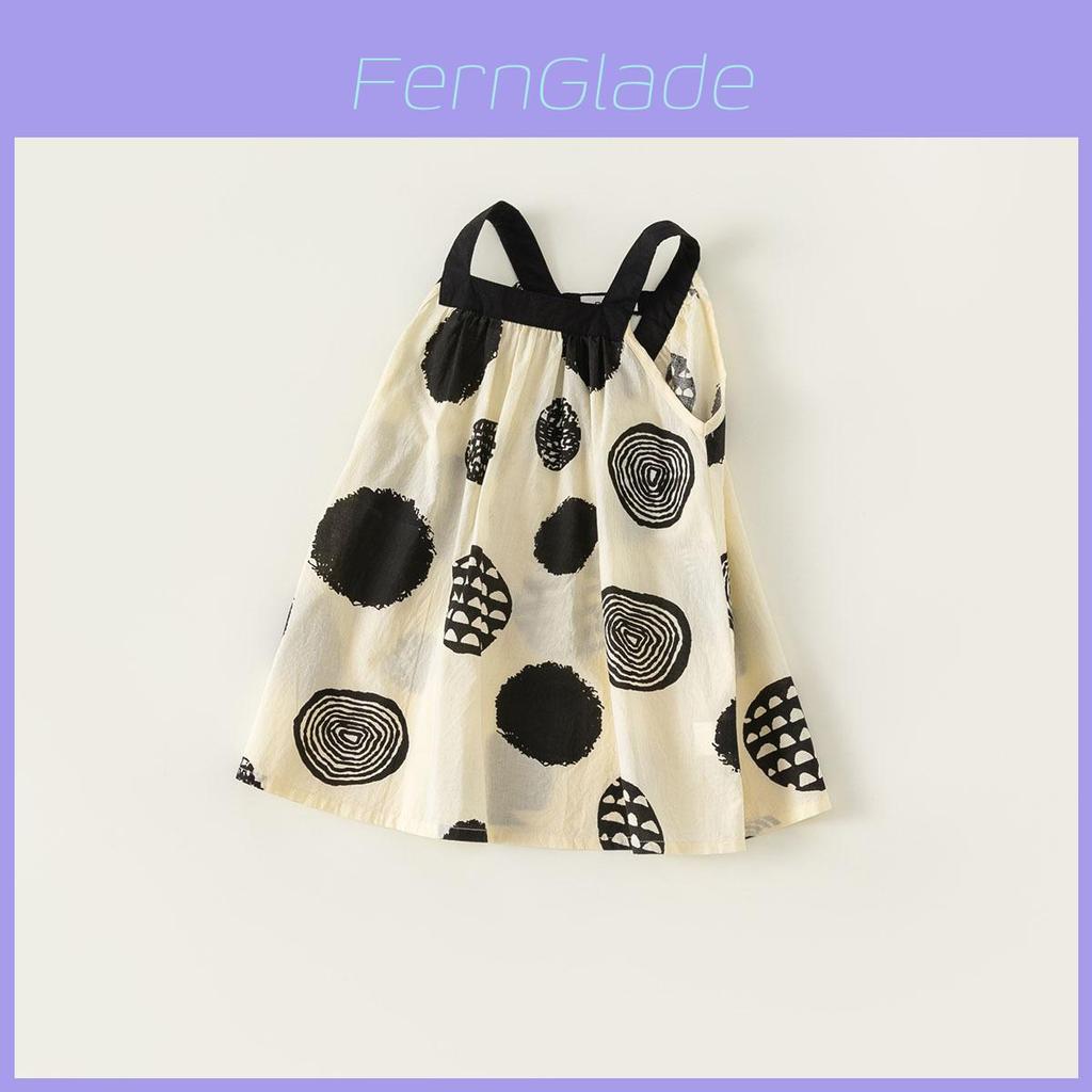 Girl Summer Dress With Cotton Fabric And Dot Pattern For Ages 3 To 8