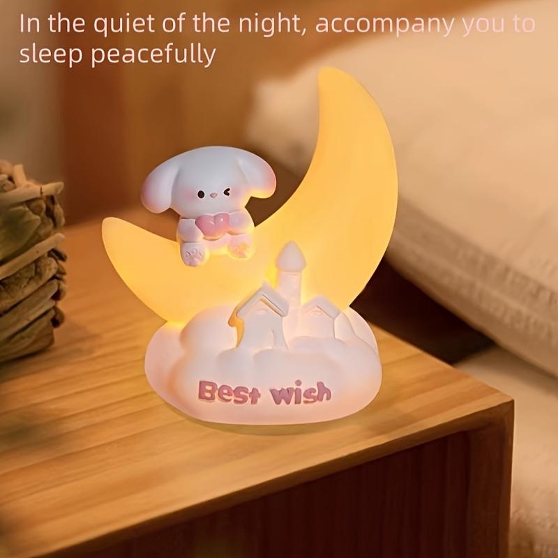 Good Night Puppy Night Light, Adorable Resin Figurine with Soft Glow And 3 Button Batteries for a Peaceful Sleep