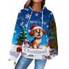 Women's Fashion Loose Hooded Pullover Long Sleeve Plaid Sweatshirt With Drawstring, Drop Shoulder, Pocket, Christmas Print Top